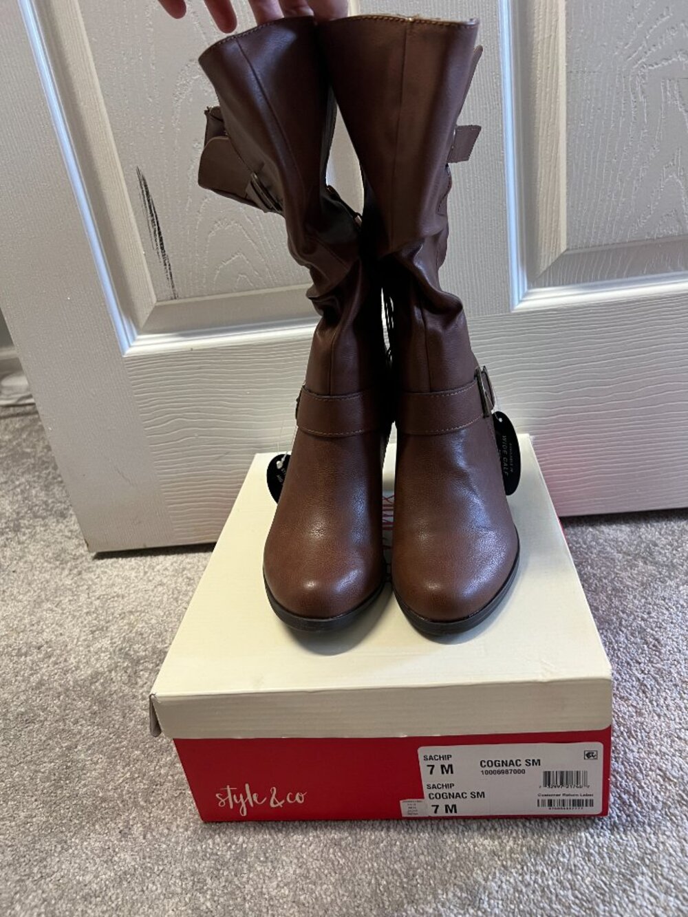 Style & Co Sachip Cognac Boots 7M NWT - Picture 2 of 2
